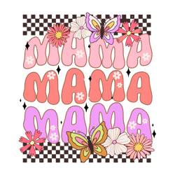 checkered mama flowers butterfly svg