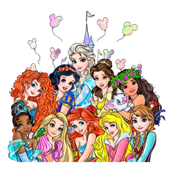 retro disney princess castle balloons png