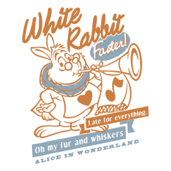 retro alice in wonderland white rabbit faster svg