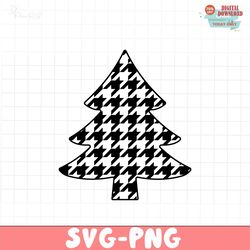 Holiday Clipart: Simple Christmas Tree / Evergreen / Pine Tree in White and Black Houndstooth Check Pattern - Digital Do