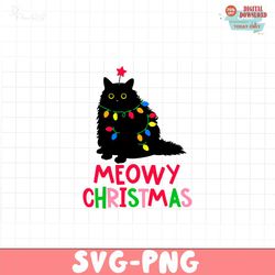 meowy christmas black cat svg