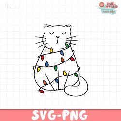 cute cat christmas lights svg