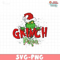 retro grinch papa christmas svg