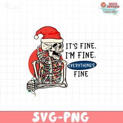 vintage skeleton santa its fine im fine svg