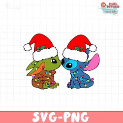 disney stitch and baby yoda christmas svg