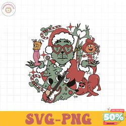 retro christmas grinch friends svg