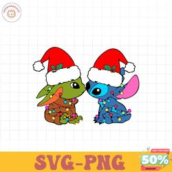 disney stitch and baby yoda christmas svg