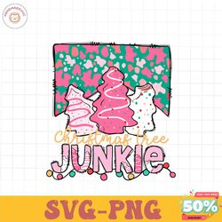 christmas tree junkie pink cake svg