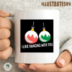 i like hanging with you  cute christmas card, funny christmas card, simple holiday card, punny christmas card, nerdy pun card