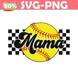 retro baseball mama checkered softball svg