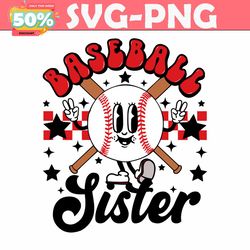 groovy baseball sister checkered svg