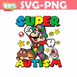 super autism mario puzzle pieces svg