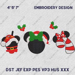 Christmas Cartoon Characters Embroidery File, Cartoon Mouse Snacks Merry Christmas Embroidery File, Instant Download