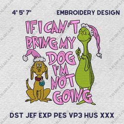 retro pink greench embroidery design, if i can't bring my dog i'm not going embroidery design, instant download