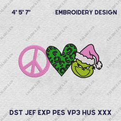 merry grinchmas embroidery machine design, green monster christmas embroidery design, instant download