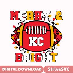 kc merry and bright football svg