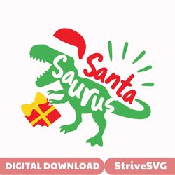 christmas dinosaur svg, santasaurus rex svg, santa dino svg, dxf, eps, png, holiday trex cut files, funny kids shirt