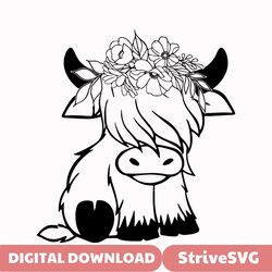 baby cow svg highland cow svg cuttable design svg png dxf eps ai pdf jpg designs cricut cameo file silhouette highland h