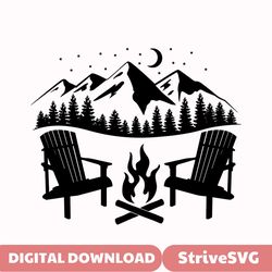 campfire with adirondack chairs svg,camping gifts svg, mountain avd forest camping svg, campfire sign svg, instant downl