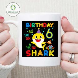 6th birthday shark svg, birthday svg, shark svg, 6th birthday svg