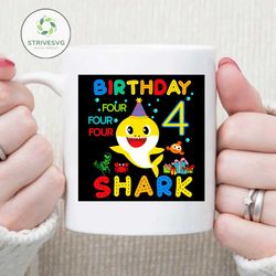 4th birthday shark svg, birthday svg, shark svg, 4th birthday svg