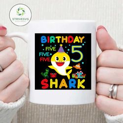 5th birthday shark svg, birthday svg, shark svg, 5th birthday svg