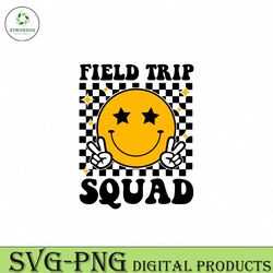 checkered field trip squad smiley face svg