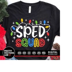 sped squad svg, christmas svg, christmas lights cut files, sped teacher svg dxf eps png, special education svg, sped tea