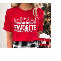 santa&39s favorite nurse svg png, merry nurse svg, christmas nurse svg, nurse christmas jumper, christmas shirt, svg for