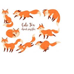 cute fox clipart, fox clipart, fox cub clipart, cute fox png, baby fox clipart, scrapbooking, instant download