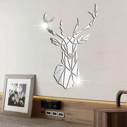 acrylic deer head mirror sticker - nordic style 3d wall decal for diy home decor