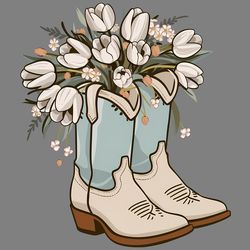 flower white tulip cowgirl boots png digital download files