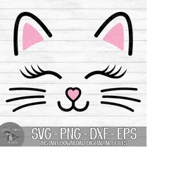 cat face -instant digital download - svg, png, dxf, and eps files included! kitten face, whiskers, lashes