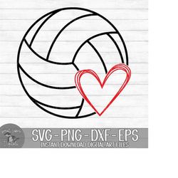 volleyball with heart - instant digital download - svg, png, dxf, and eps files included!