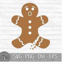 broken gingerbread man - instant digital download - svg, png, dxf, and eps files included! christmas, gingerbread, oh snap