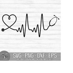 heartbeat stethoscope - nurse, doctor, ekg - instant digital download - svg, png, dxf, and eps files included!