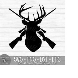 deer head, buck, hunting rifles - instant digital download - svg, png, dxf, and eps files included!