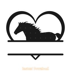 horse heart split name frame svg digital download files