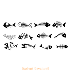 fish bone svg byndle digital download files
