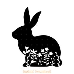 floral rabbit svg digital download files