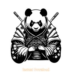 panda samurai mascot svg png dxf angry panda bear svg