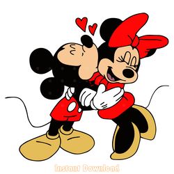 mickey mouse and minnie mouse kiss - love - digital download svg