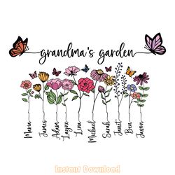 personalized grandma's garden png digital download files