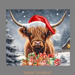 cute highland cow christmas tumbler wrap