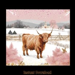 pink christmas highland cow tumbler wrap
