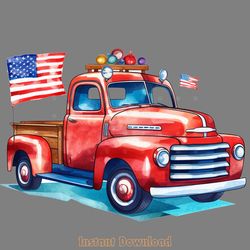 vintage truck with american flag png digital download files