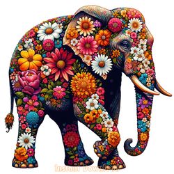 colorful floral elephant digital digital download files