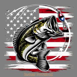 bass fishing american flag png digital download files