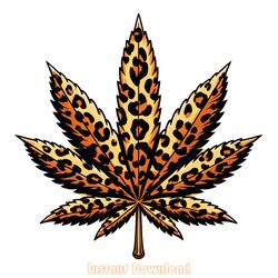 leopard print cannabis leaf png design digital download files