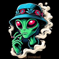 vintage alien weed pot leaf ufo png digital download files